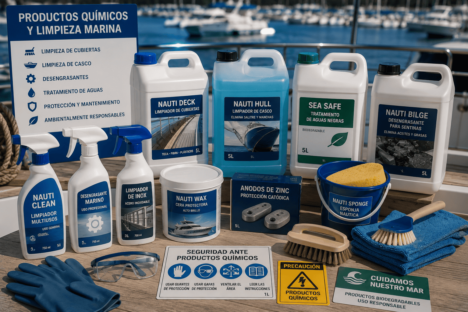 Productos químicos y limpieza marina